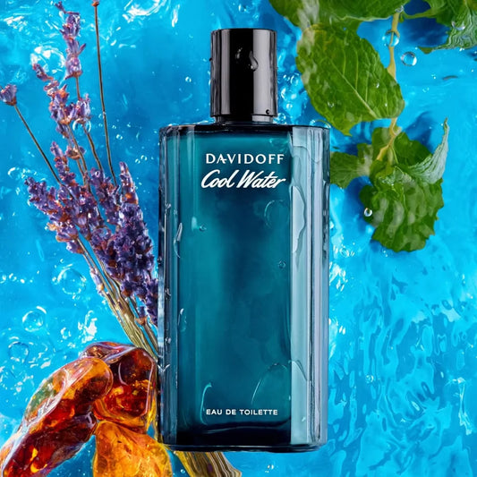 Davidoff Cool Water Eau de Toilette Colonia aromática para hombre con notas de cilantro, menta, lavanda, ámbar, fragancia de larga duración.