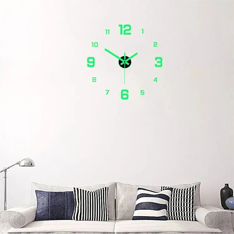 EW Creative Simple Luminous Digital Clock  Study, Living Room ,Punch-Free Wall Sticker Clock.