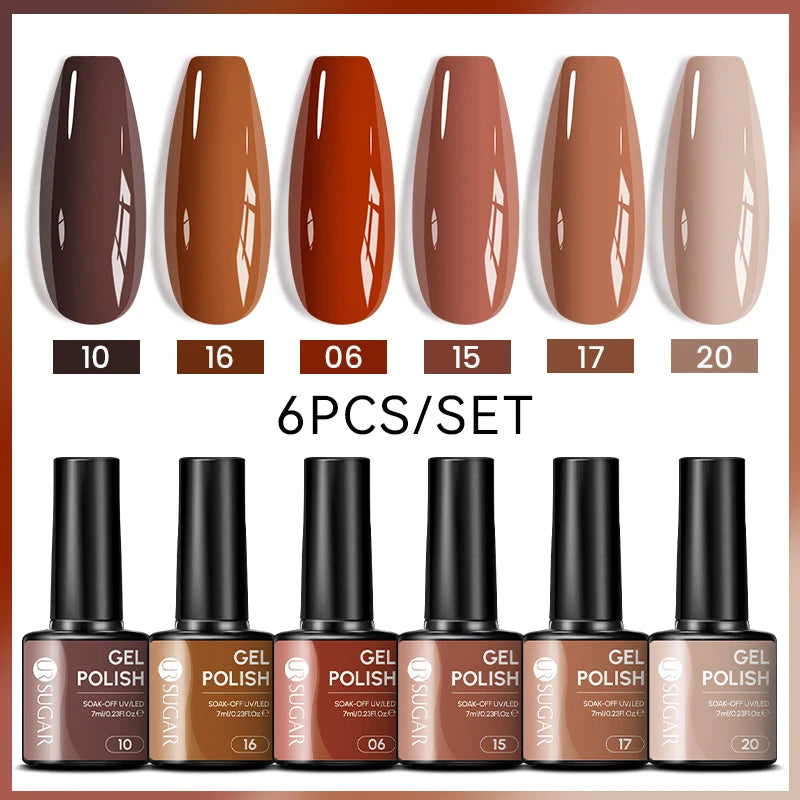 7ml All Season Gel Nail Polish Set, Nude Pink, Red Glitter, Semi Permanent UV Gel Kits.