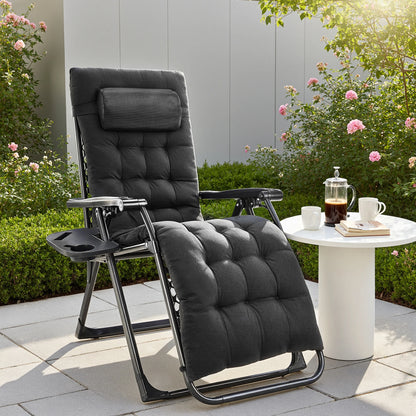 Zero Gravity Set of 2 Portable Recliner Camping, Patio, Garden Lounge Chair, with Cup Holder Trays