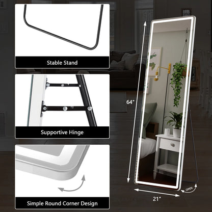 Led 64"x21" Full Length Mirror Standing ,Hanging or Wall-Mounted.