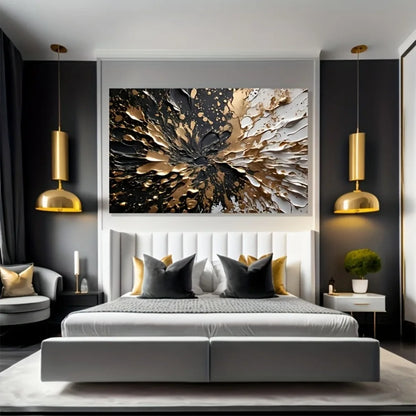 abstract black gold ink splash texture wall mural