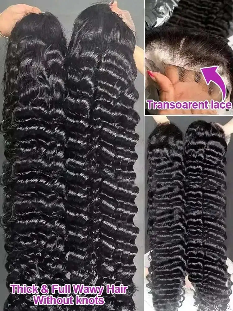 40 42 Inch Loose Deep Wave Frontal Wigs 250%,13x4 13x6 HD Lace Frontal Wigs, Women Remy Loose Deep Curly Human Hair Wigs.