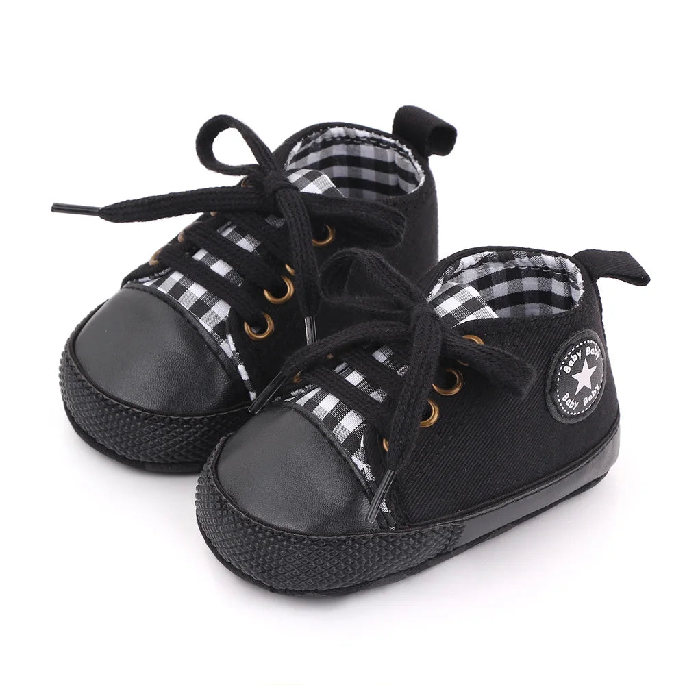New Baby Shoes Boys Girls Classic Canvas Casual Sneakers, Spring Newborn First Walker Toddler, Non-Slip Walking Shoes.