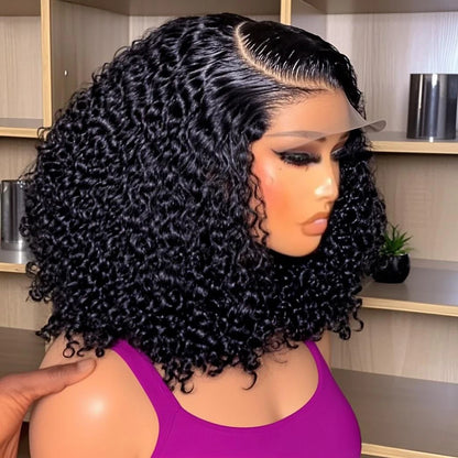 Brazilian Deep Water Wave Curly Bob 100% Human Hair Wigs ,HD Lace Front 13x4 13x6 Transparent Lace