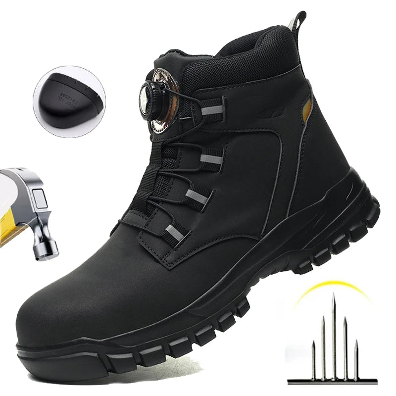 Waterproof Safety Boots, Indestructible Steel Toe Work Boots, Anti-smash Stab-resistant.