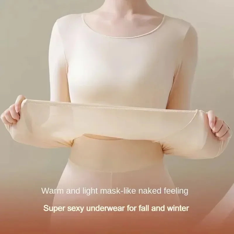 2PCS Thermal Underwear Sets for Woman Autumn Winter Long-sleeved