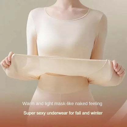 2PCS Thermal Underwear Sets for Woman Autumn Winter Long-sleeved