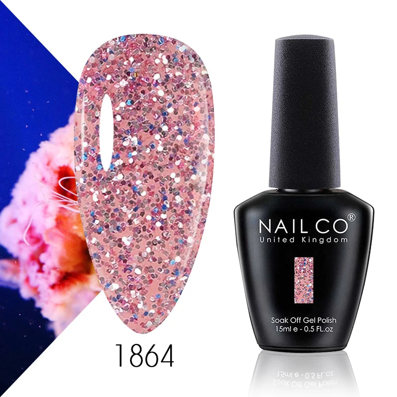 NAILCO 15ml Color Gel Nail Polish Soak Off, Hybrid Varnishes Manicure, UV&LED Nail Gel Semi Permanent Lacquer Base Top Coat.