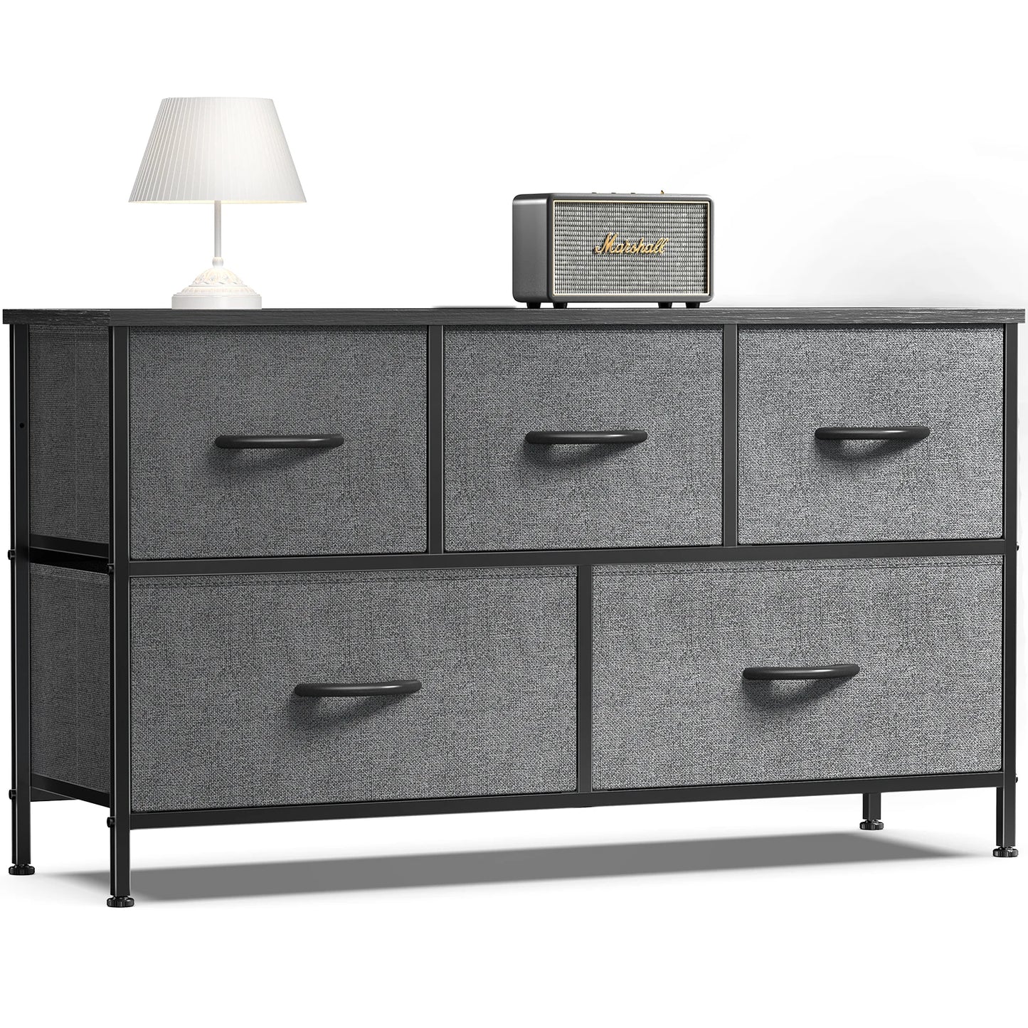 Living Room Display Cabinet  With 5 Fabric Drawers.  Steel Frame Assembly for Clothes.