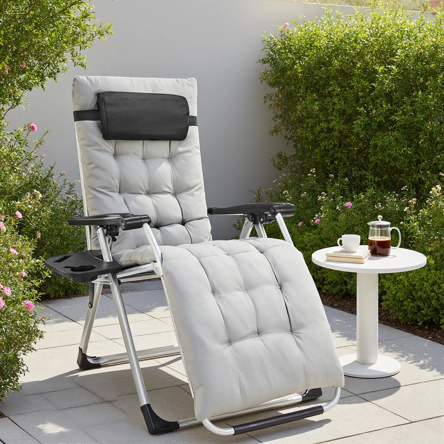 Zero Gravity Set of 2 Portable Recliner Camping, Patio, Garden Lounge Chair, with Cup Holder Trays
