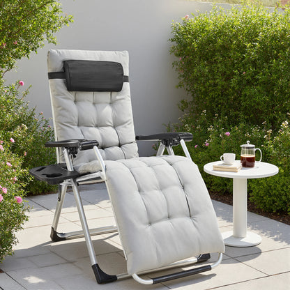 Zero Gravity Set of 2 Portable Recliner Camping, Patio, Garden Lounge Chair, with Cup Holder Trays