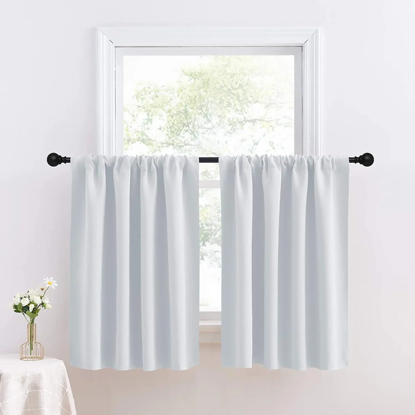 1pc Solid Short Curtain, Small Curtains for Kitchen, Bathroom, High Blackout.