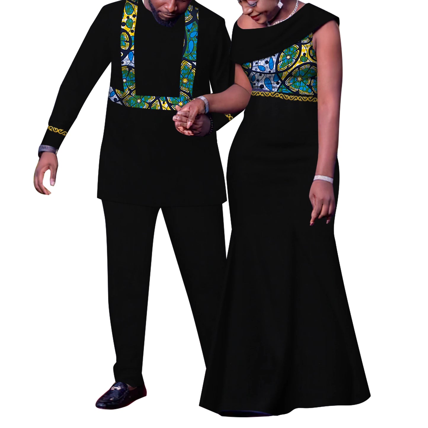 African Couple Outfits Match Sets Dashiki, African Men suit ,and Dresses for Women Couple Clothing WYQ905.
