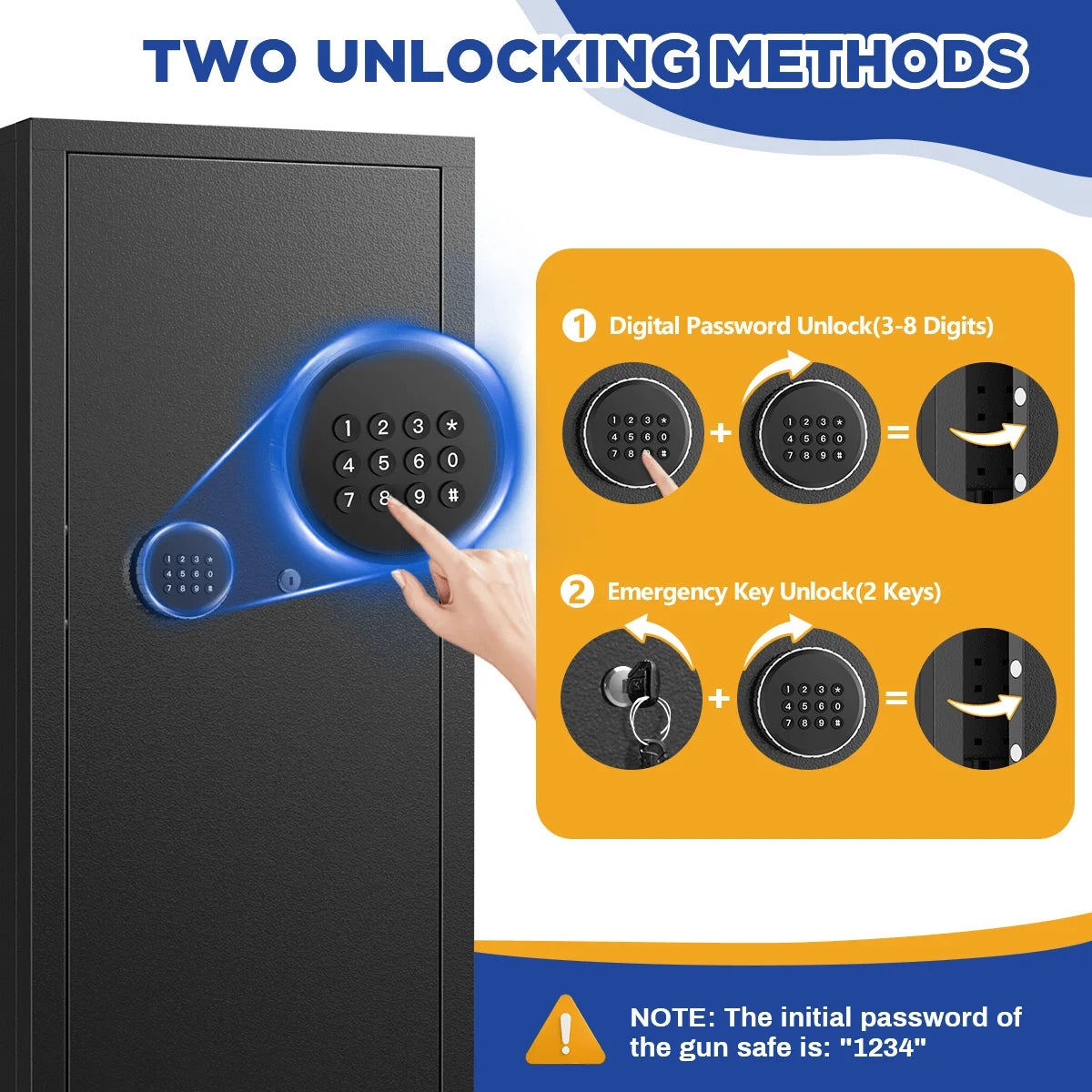 12-15 Gun Cabinet, for Home Storage, Quick Access safe with Alarm System.