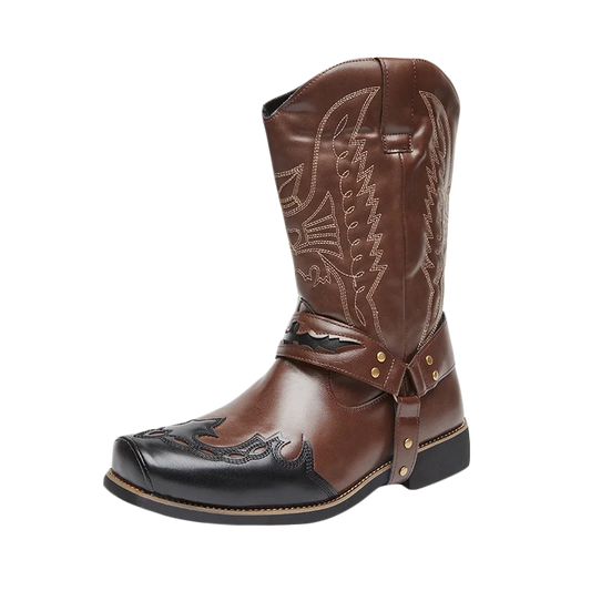 2025 Men's Western Cowboy Style Boots - Two-color Geometric Pattern.