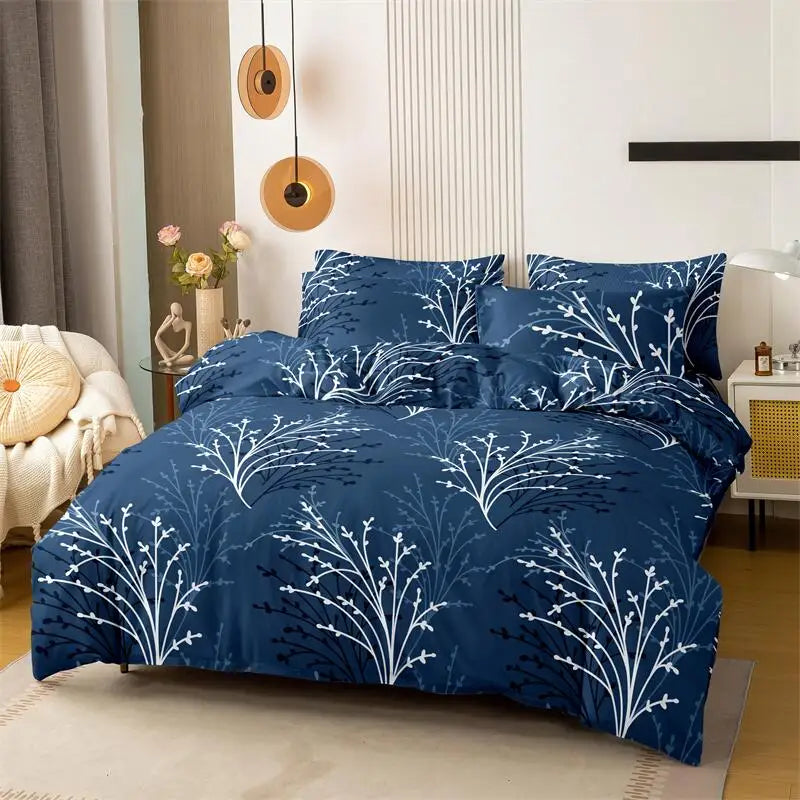 Queen Size Duvet Cover, with Flower Branch Design, High Quality Skin Friendly Quilt Cover.
