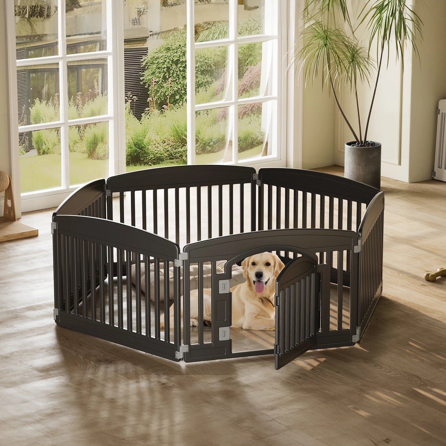 Plastic Dog Playpen 6 Panel 24IN Expandable Pet Fence for Medium Dogs, Indoor Outdoor.