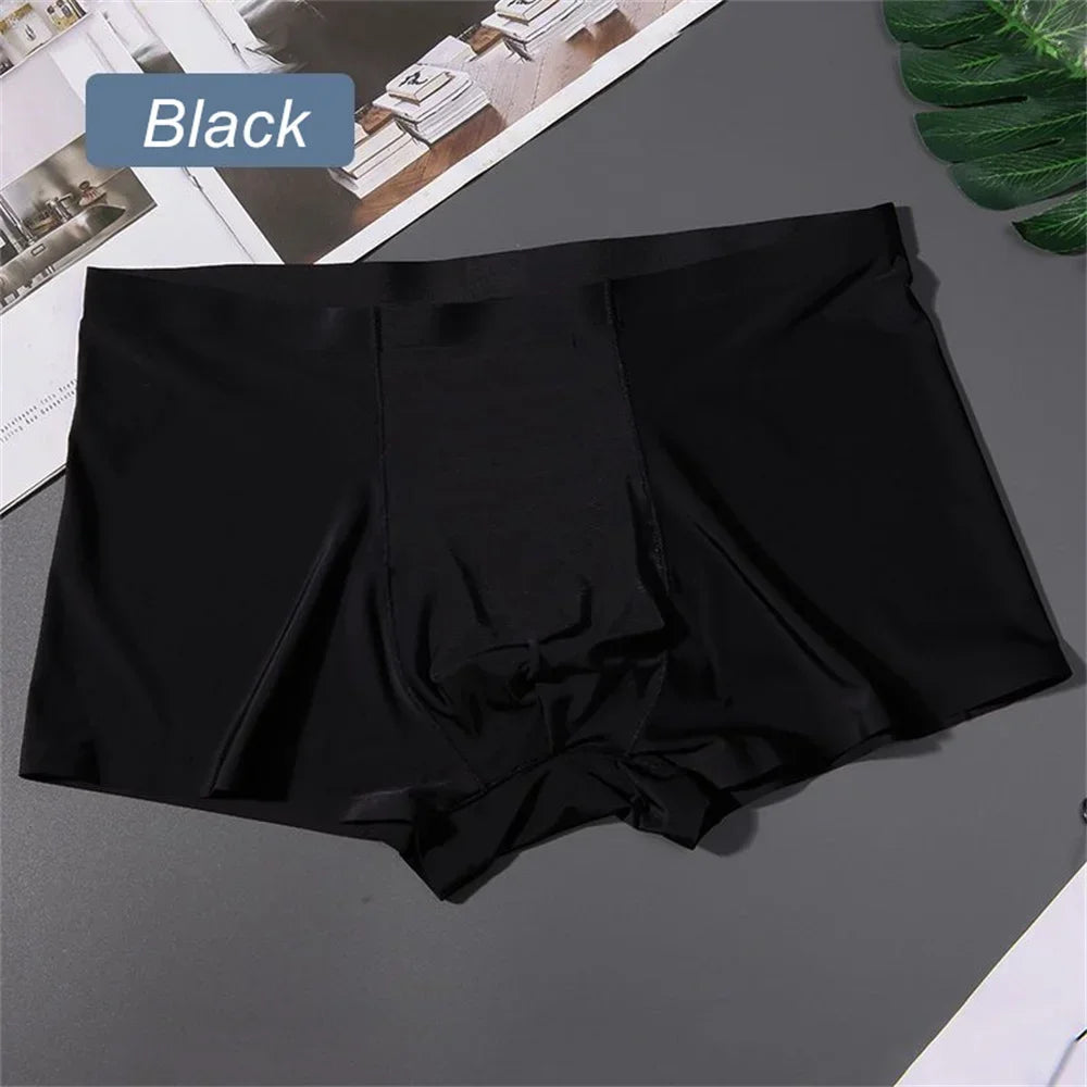 3PCS High Quality Men's Ice Silk Underwear Summer Thin Breathable Seamless Panties Sexy Male Underpants Plus Size.