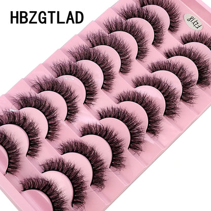 10 Pairs Faux Mink Eyelashes Handmade  Natural  Simulation  3D Curly Eyelashes