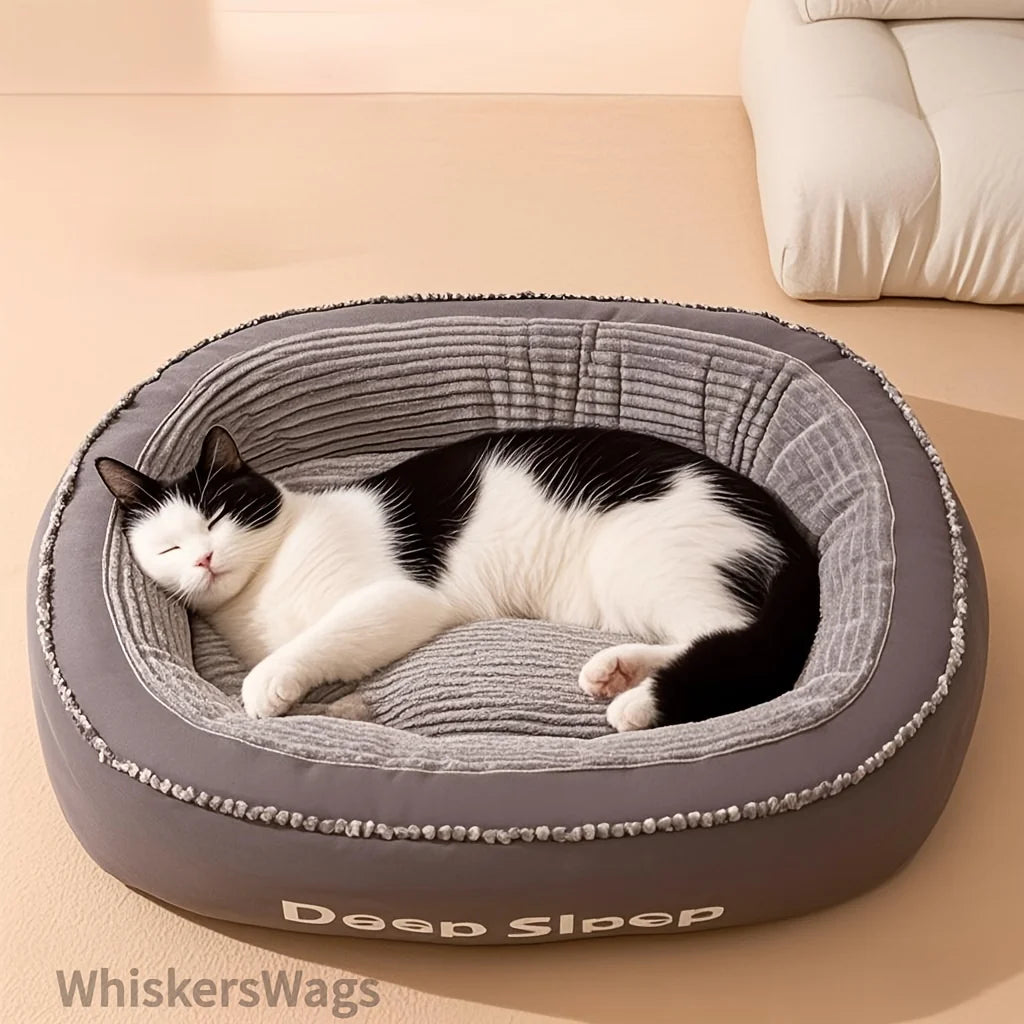 Pet Bed Comfortable Donut Round Dog Kennel Soft Washable Dog Cat Cushion Bed .