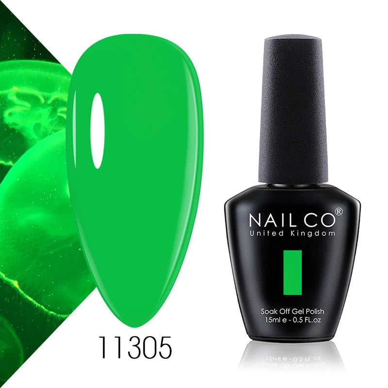 NAILCO 15ml Color Gel Nail Polish Soak Off, Hybrid Varnishes Manicure, UV&LED Nail Gel Semi Permanent Lacquer Base Top Coat.