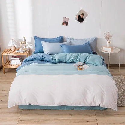 Queen Size Bedding Set, White Color, Black Plaid Microfiber, King Size Bed Linen