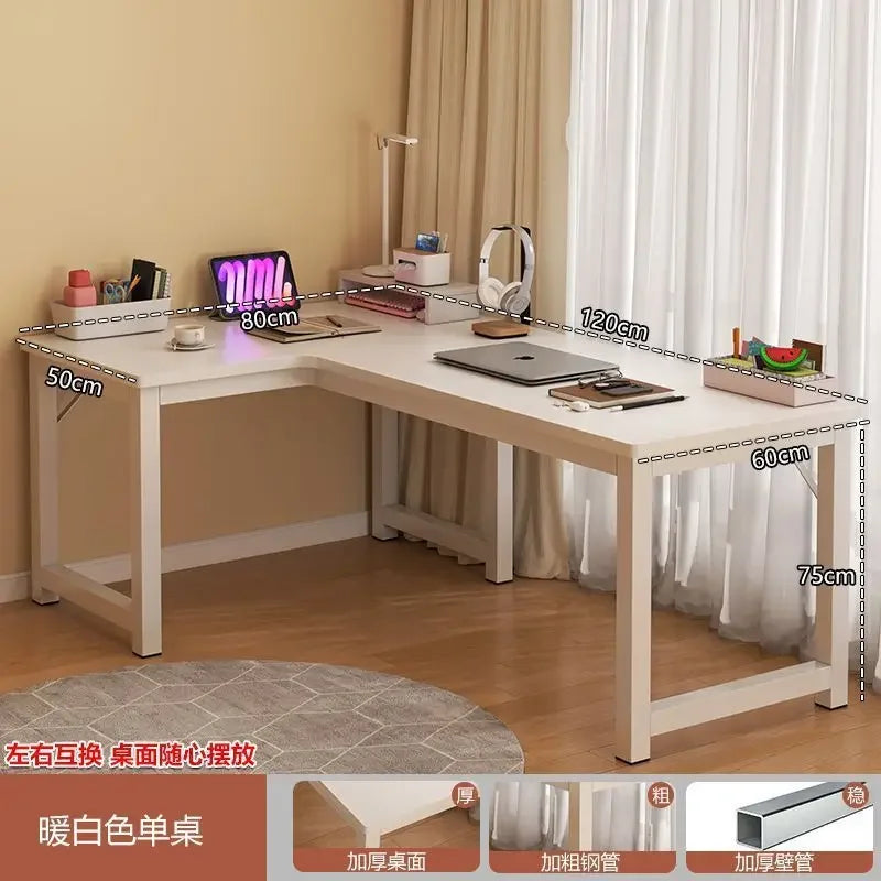 L Shaped Computer Desk, Home Office Desk with 2 Drawer and Bookshelf.