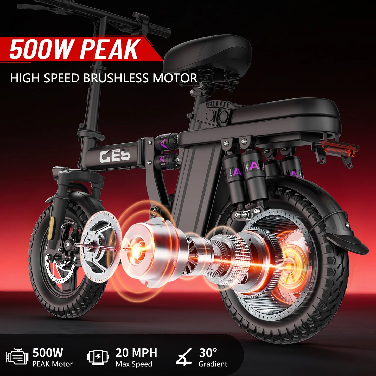 UPlee GE5 Adults Electric Bike 750W Peak Motor 48V 15AH Removable Battery Electric Bicycle 14 Inch Folding Urban leisure e bike
