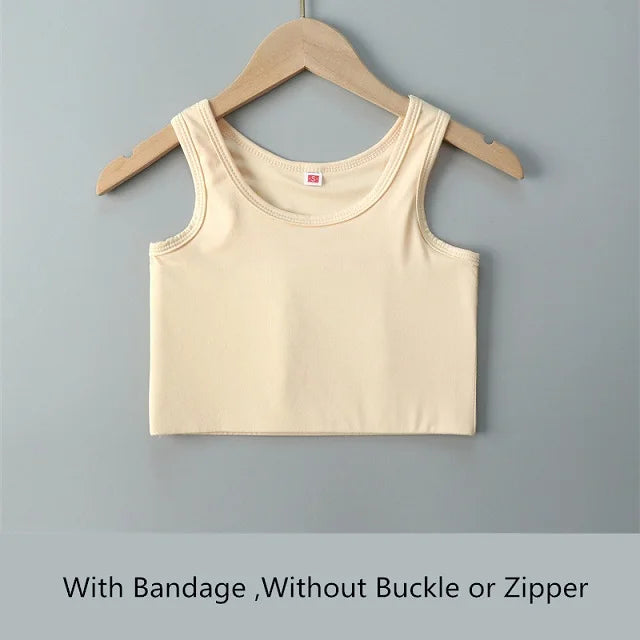 Women Flat Chest Binder, With Bandage Pullover Half Length Corset, Tank Top Lesbian Trans Underwear.