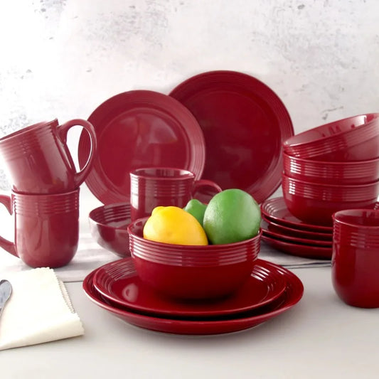 Beautiful 16-piece earth ware tableware set, available in multiple colors, easy to clean, suitable for home use.