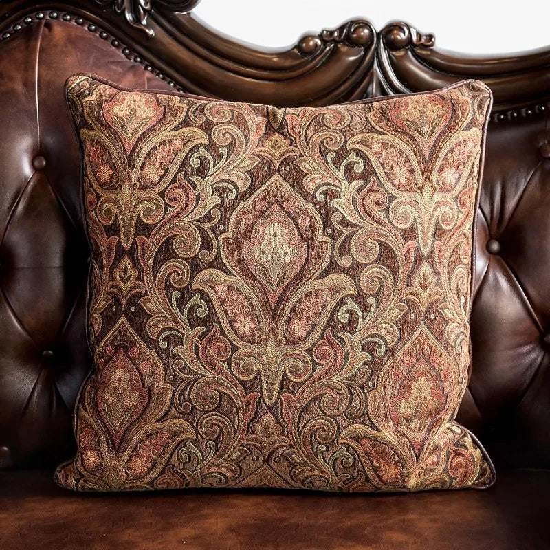 Dark Cherry Faux Leather Sofa, 2-Piece Set for Living Room & Office.