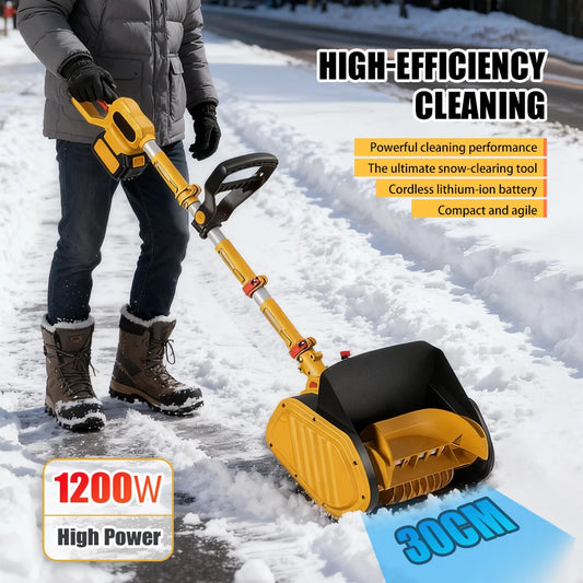 1200W Electric Battery-Powered Snow Blower, High Power Portable Clearing Machine.