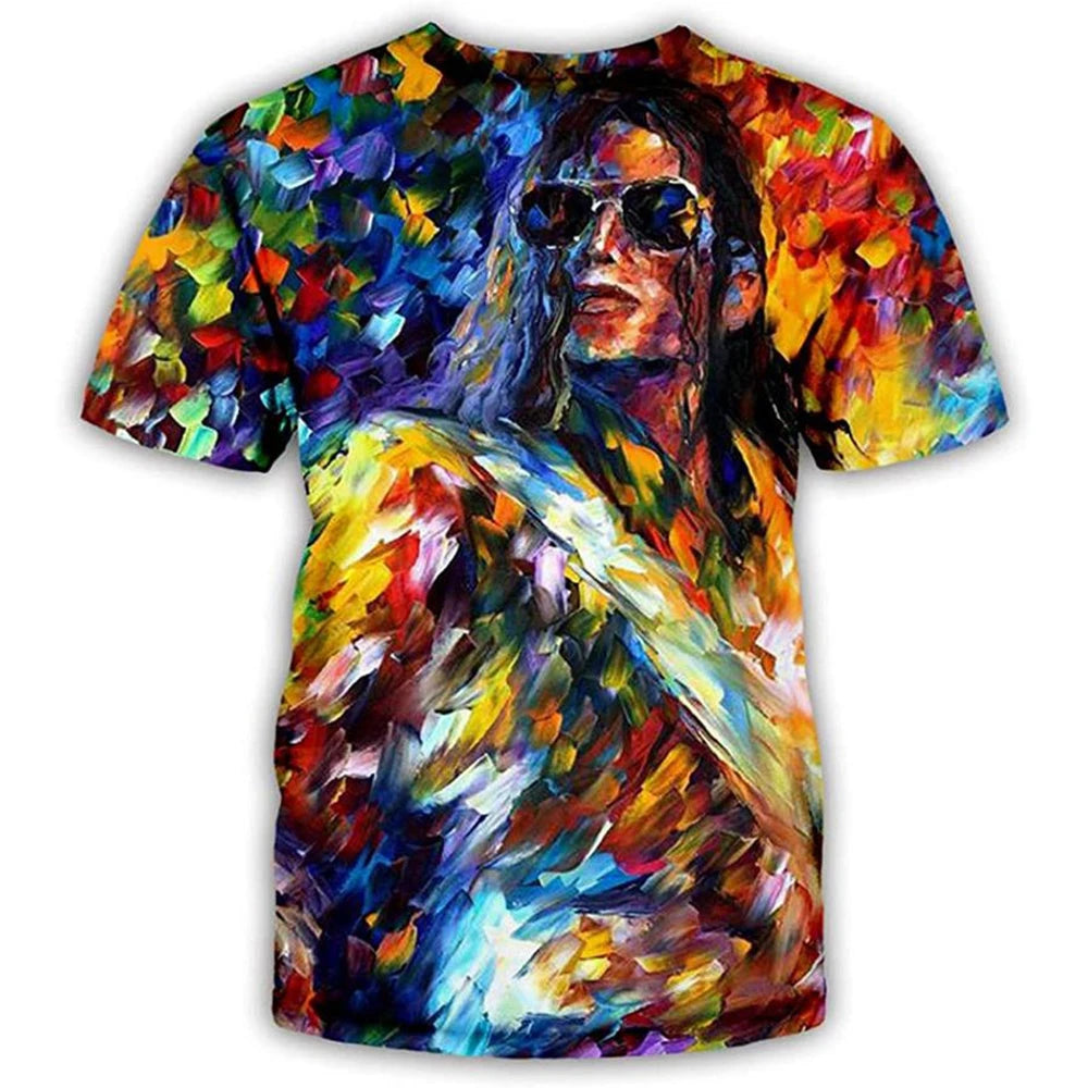 Summer fashion Michael Jackson hip-hop retro casual men streetwear short sleeved.