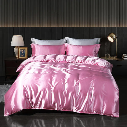Luxury Satin  Bedding  With Fitted Sheet, Duvet Cover ,High End Bedding Sets
