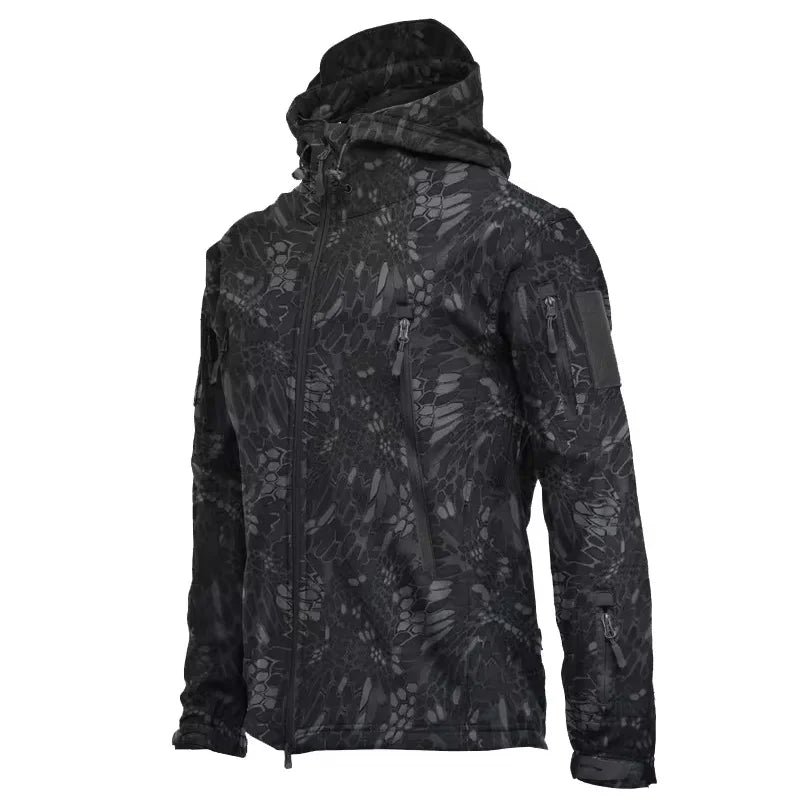Military Shark Skin Soft Shell Jackets Men Tactical Windproof Waterproof jacket,Hooded Bomber Coats