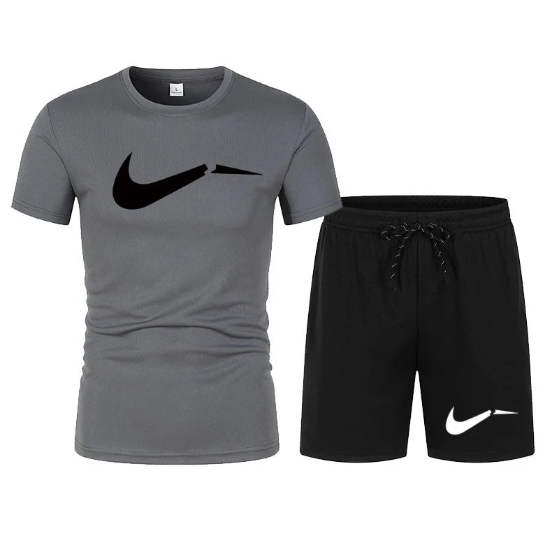 2026 men's summer T-shirt and shorts set, casual and fashionable short sleeved T-shirt combination.