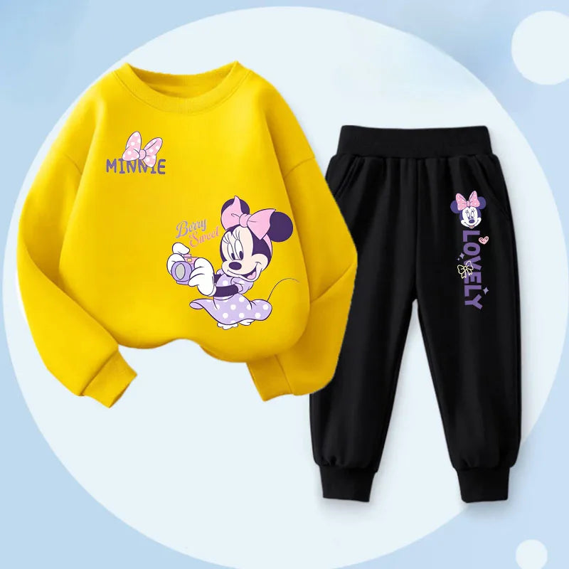 Long Sleeve Children's Clothing Sets, Spring New Disney Girls' Pullover, Long Pant Two Piece Suit.