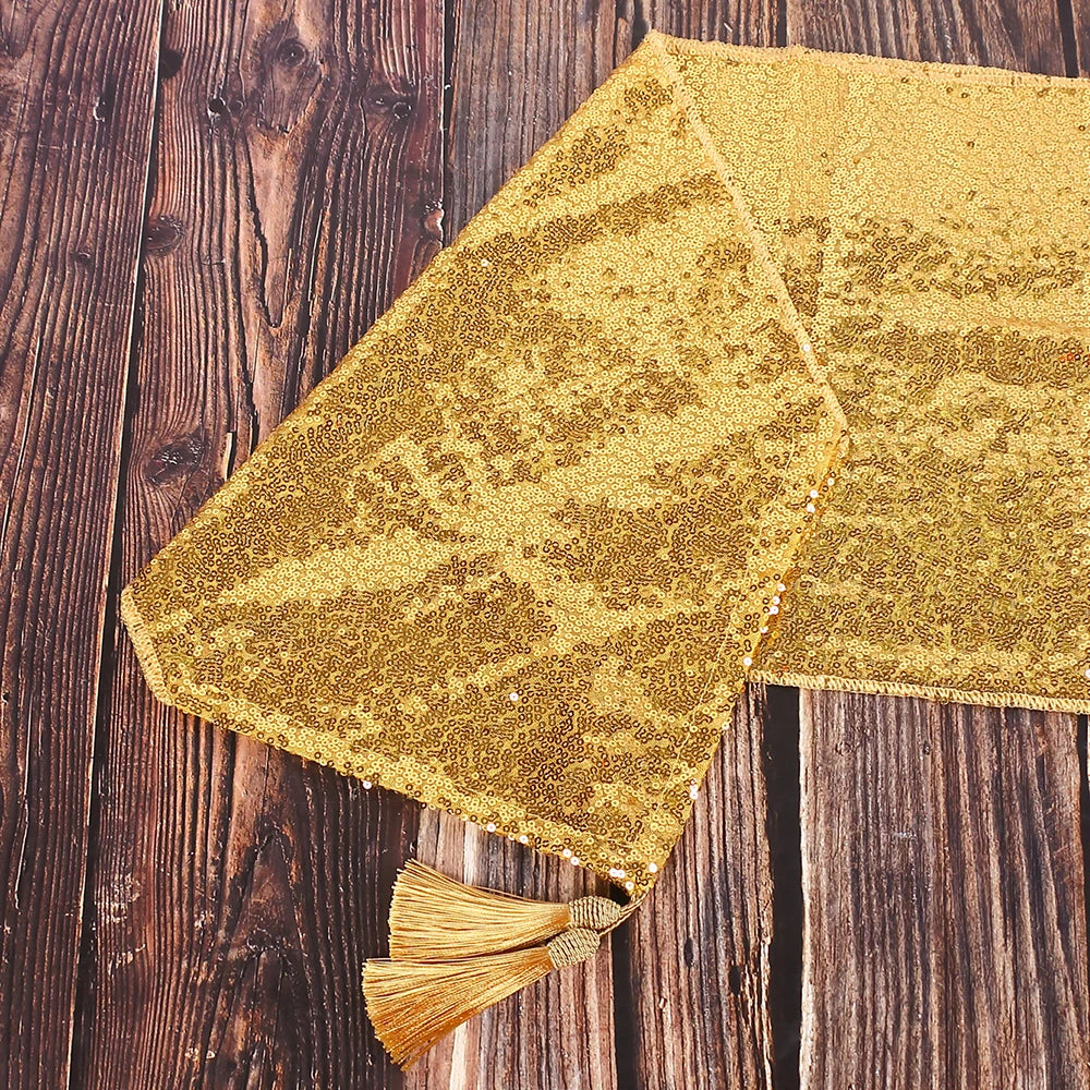 Sequin Table Runner Glitter Tassel Table Runner, for Birthday Party ,Wedding, Table Decoration 30x180cm.