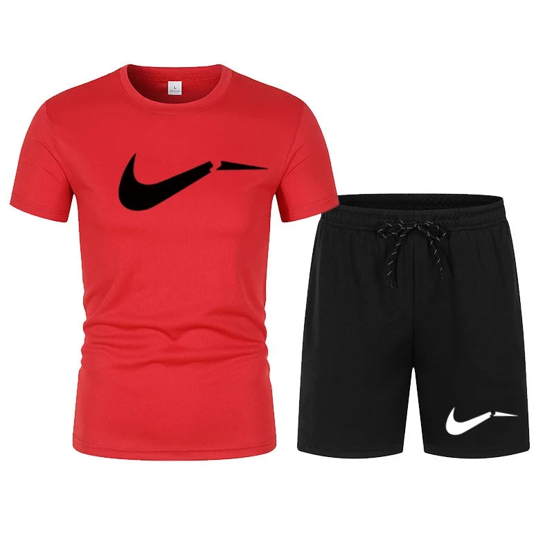 2026 men's summer T-shirt and shorts set, casual and fashionable short sleeved T-shirt combination.