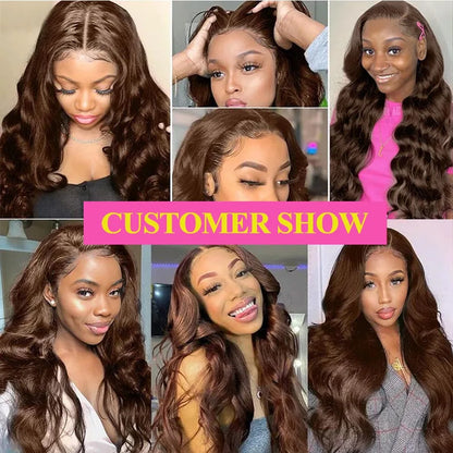 Chocolate Brown Human Hair Glueless, HD 13x6 Lace Frontal Wig