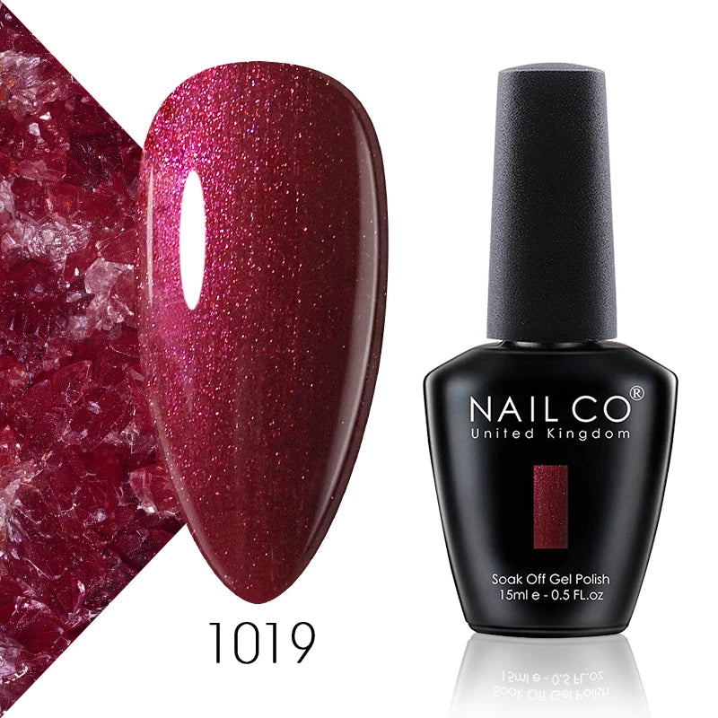 NAILCO 15ml Color Gel Nail Polish Soak Off, Hybrid Varnishes Manicure, UV&LED Nail Gel Semi Permanent Lacquer Base Top Coat.