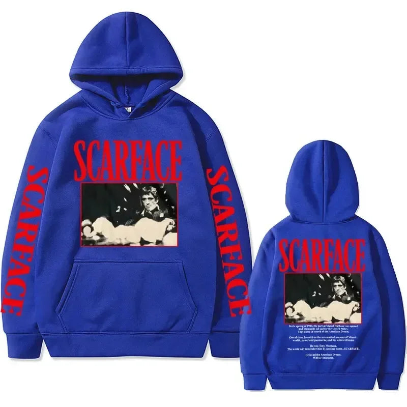 Vintage 90s Movie Scarface Tony Montana Hoodie Casual Pullover.
