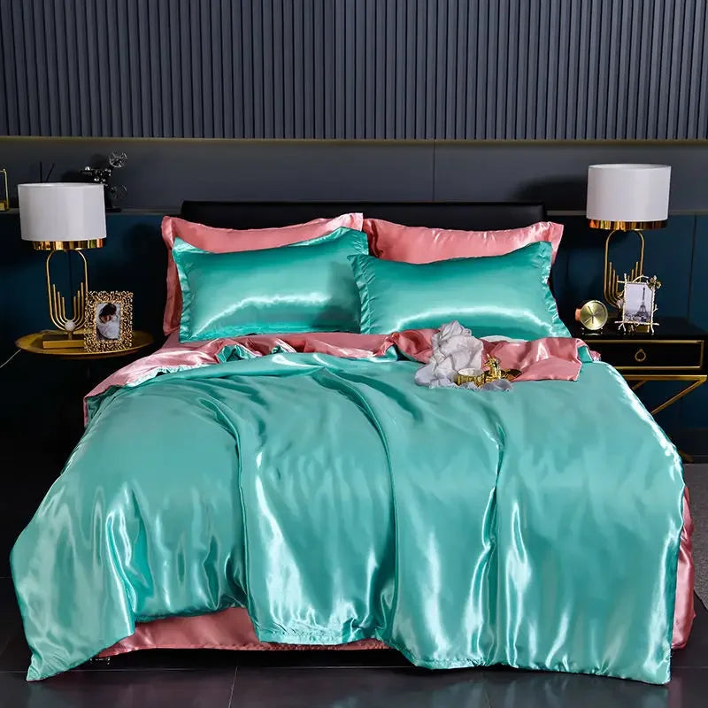 Luxury 100% Silk Bedding  with Duvet Cover4pcs Bed Cover