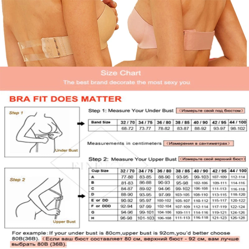 Front Closure Sexy Push Up Bra Invisible Female Brassiere Strapless Seamless.