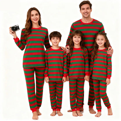 New Striped Family Matching Christmas Pajamas, Mother, Kids, Dad