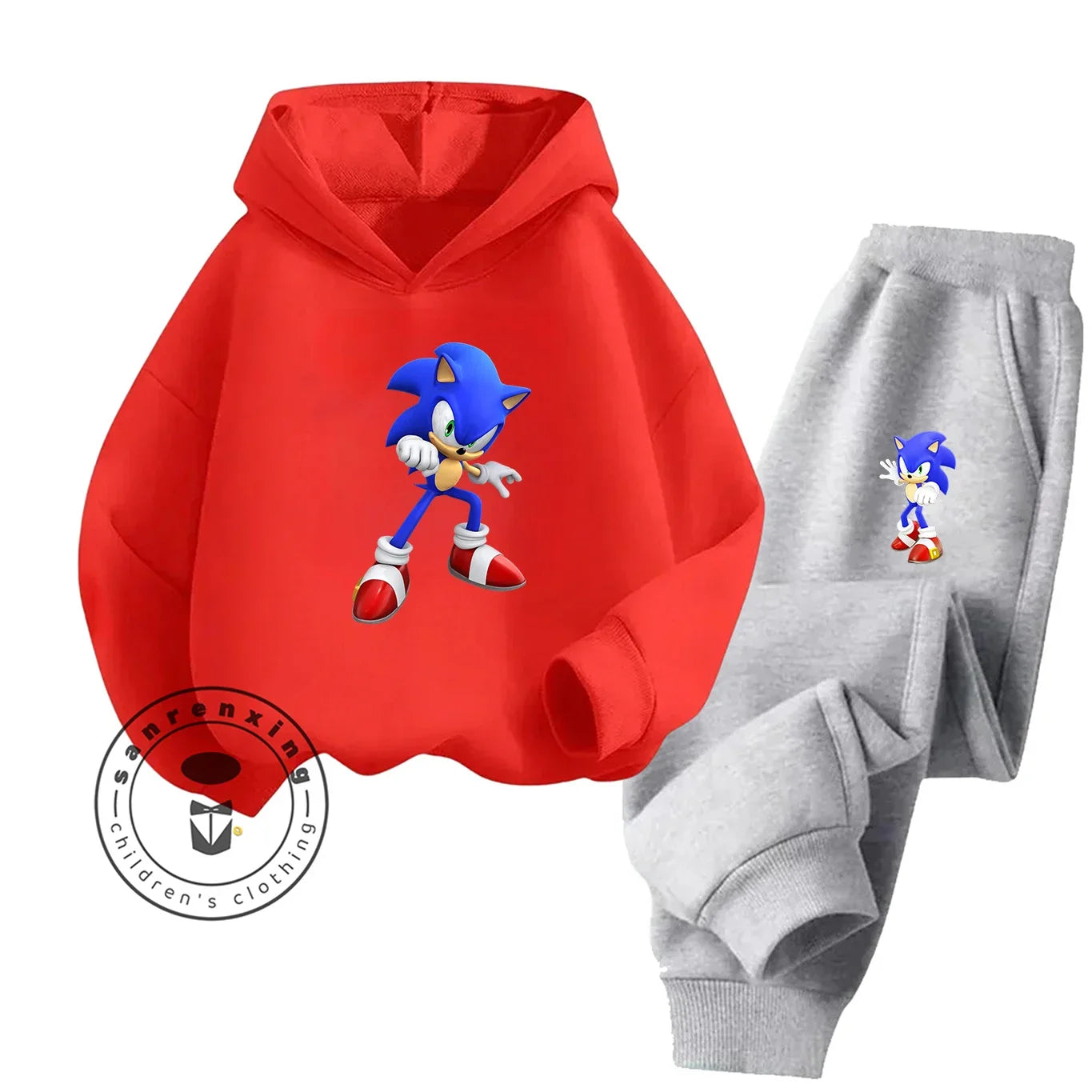 Sonic 2D Cartoon Printed Hoodie Set, 2025 Fashion For Kids, Teens, Boys, Girls Casual Autumn Winter wear.
