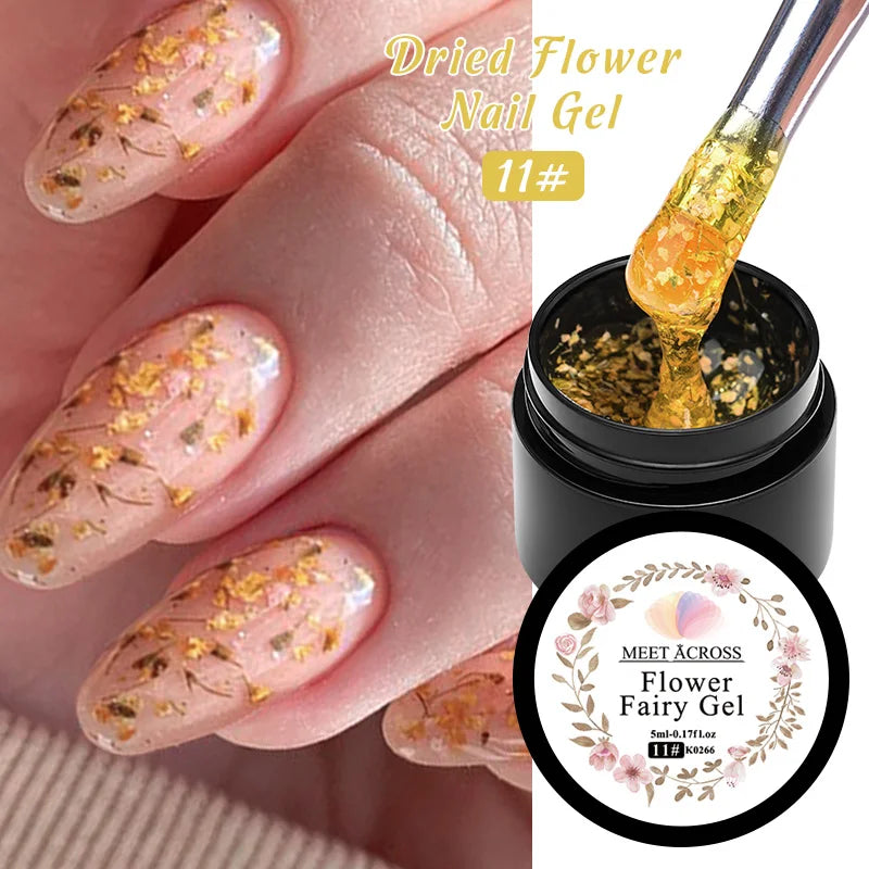 5ml Pink Dried Flower Nail Gel Polish, Semi Permanent Natural Flower Fairy Nail Art, Gel Soak Off, UV Painting Varnishes For Nails.