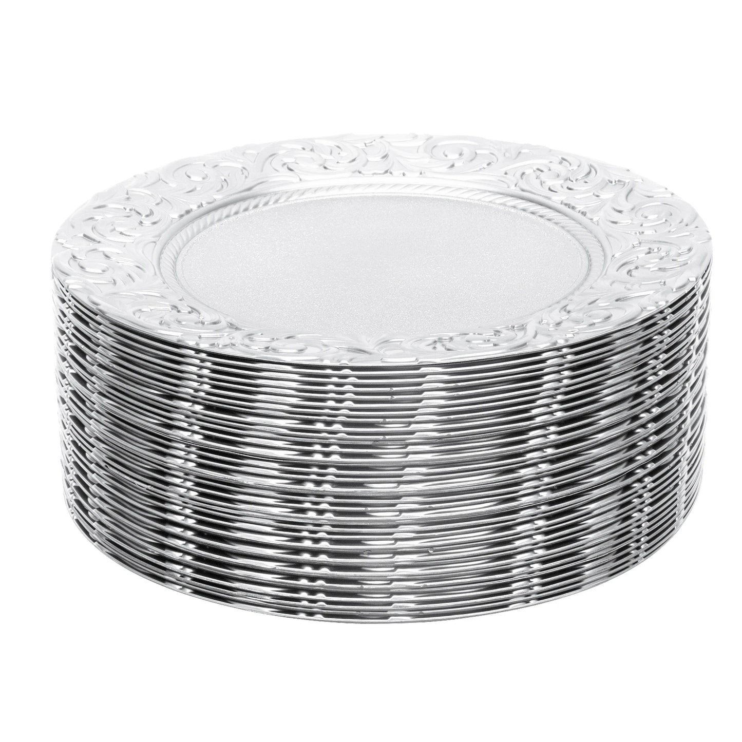 Plates 100-Piece Set Round Reusable Serving Plates, Gold, Black, Silver, Green