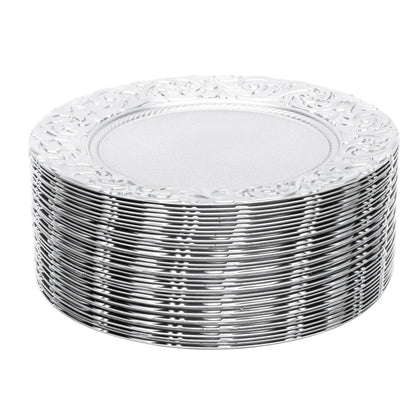 Plates 100-Piece Set Round Reusable Serving Plates, Gold, Black, Silver, Green